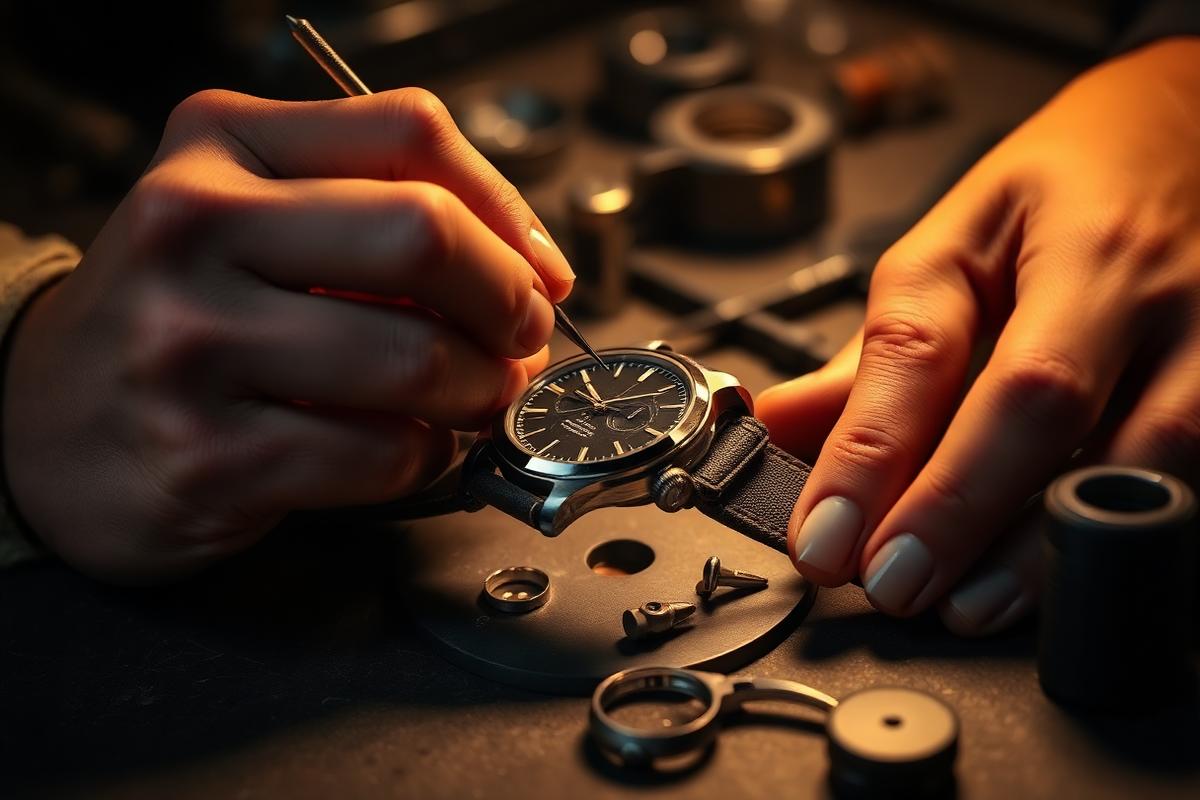 Zegarmistrz składający mechanizm zegarka